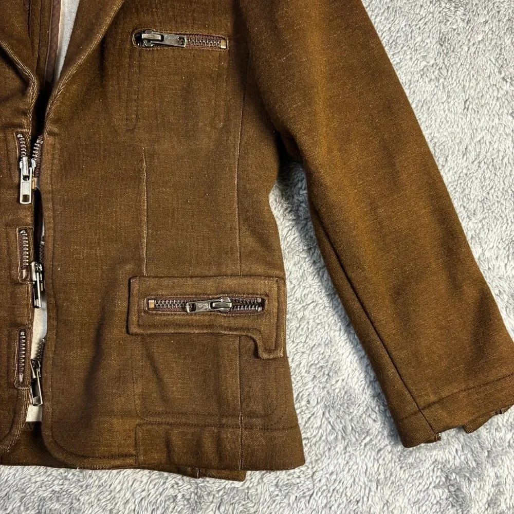 Jaeyoon Jeong Collection Brown Multi Zipper Blazer Jacket Streetwear Men Small